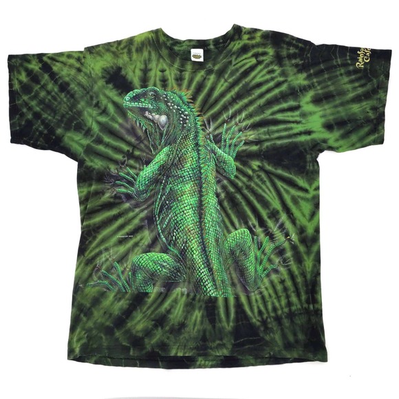 Rainforest Cafe | Shirts | Vintage Iguana Rainforest Cafe Tie Dye Tshirt 995 Double Sided Green ...